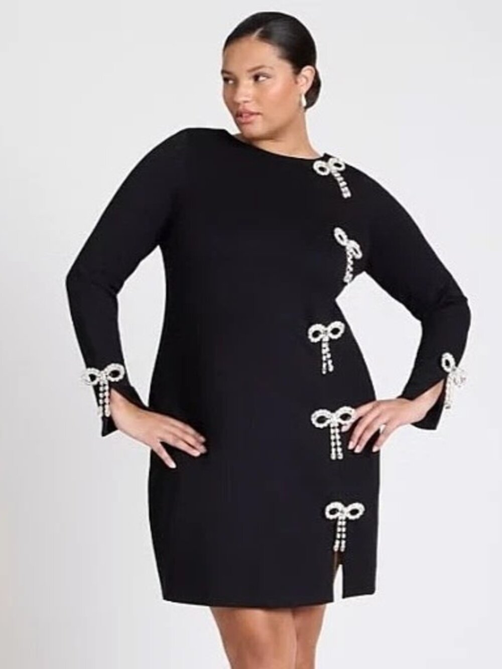 ELOQUII x KATE SPADE NEW YORK KNIT CRYSTAL BOW DRESS